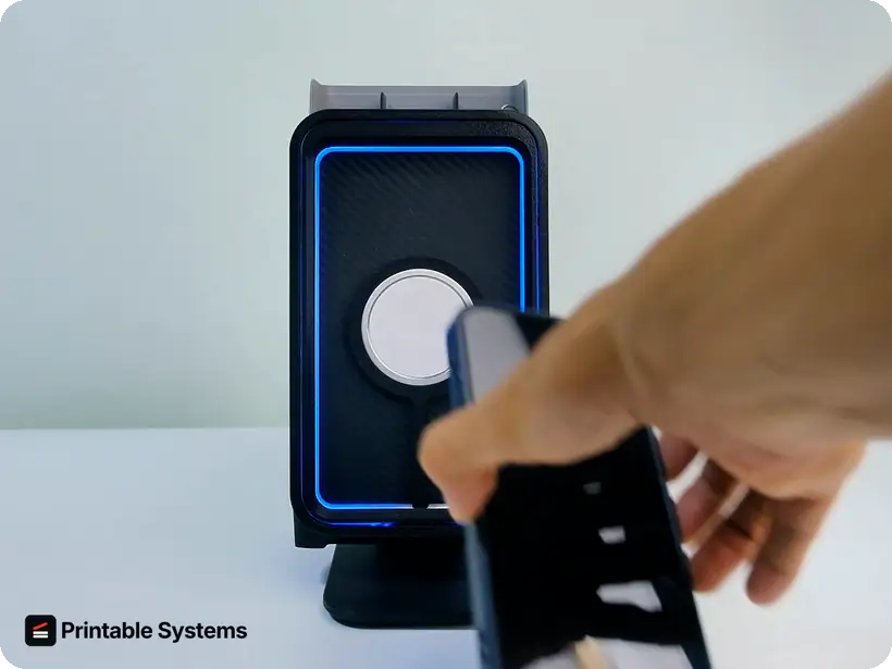 Front panel used as a phone stand